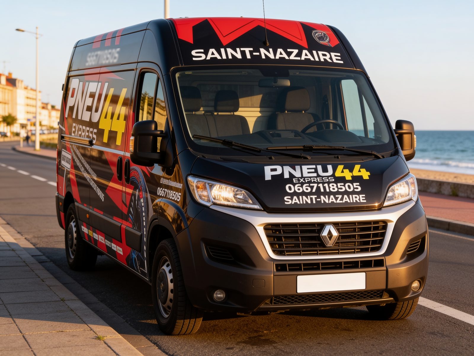 Le fourgon atelier Express Pneu 44 pour le changement de pneus à domicile, à Saint-Nazaire.